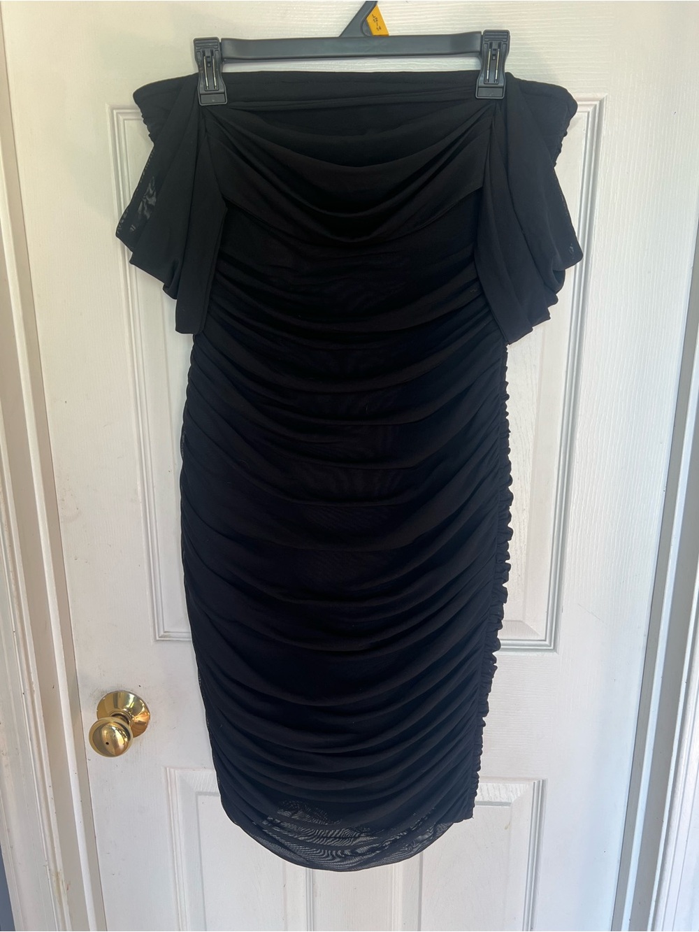 Black Off The Shoulder Ruched Dress